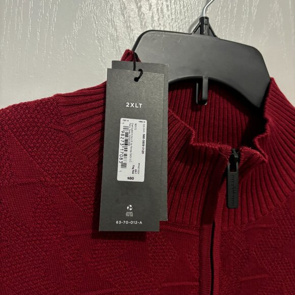 Shaquille O'Neal Mens Big Tall Quarter Zip Long Sleeve Red Pullover Sweater 2XLT - Picture 3 of 5